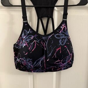 Livi Active Black Floral Print Women's Sports Bra